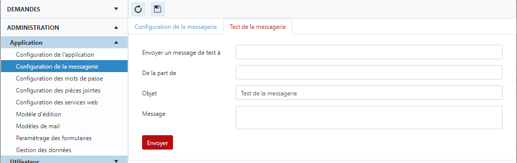 Configuration de la messagerie